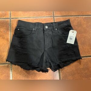 Billabong Black Jean Shorts Raw Hem